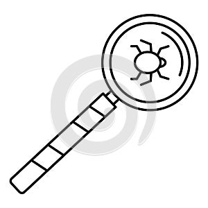 Magnify glass computer virus icon, outline style