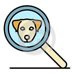 Magnify glass dog icon color outline vector