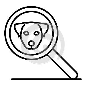 Magnify glass dog icon, outline style