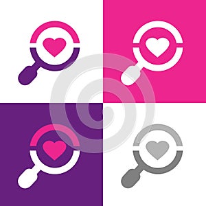 Magnify glass and heart symbol, find love logo icon design template elements - Vector