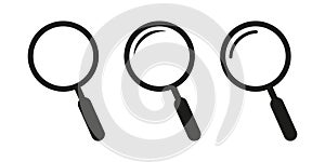 Magnify glass , set of magnify glass in flat style. Search concept. Vector icon