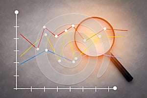 MAGNIFY GRAPH CHART ANALYSIS BUSINESS CONCEPT