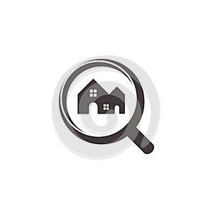 Magnify house searching symbol decoration logo vector