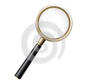 Magnifying glass. 3d magnifier isolated, business detective looking element. focus zoomed lens, medicine research or lab