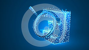 Magnifying glass Analysis of CSS coding language. Code analytics, programming, developing concept. Abstract, digital, wireframe,