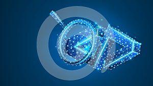 Magnifying glass Analysis of HTML code Bracket. Coding analytics, software programming concept. Abstract, digital