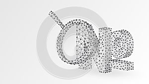 Magnifying glass Analysis of Numero sign, typographic abbreviation of the word number. No, nos symbol concept. Abstract, wireframe photo