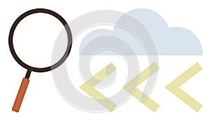 Magnifying Glass Analyzing Cloud Computing and Data Flow Concept