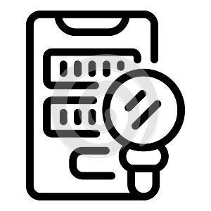 Magnifying glass analyzing server data on mobile device