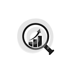 Magnifying glass with bar chart Analytic vector icon