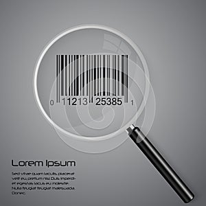 Magnifying glass and barcode illustration