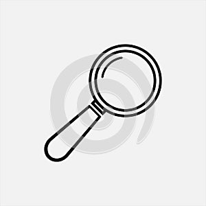 Magnifying glass of black color. Line Vector search icon on white background