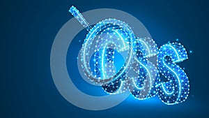 Magnifying glass on Cascading Style Sheets coding language sign. Theme development analysis, css concept. Abstract
