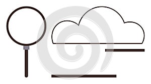Magnifying Glass and Cloud Representing Data Search and Cloud Storage Concept