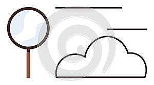 Magnifying Glass and Cloud Depicting Analysis and Cloud Computing Concepts