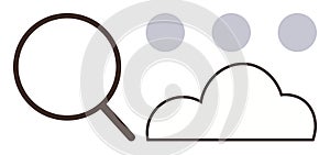 Magnifying Glass, Cloud, and Dots Representing Search and Data Storage Concepts