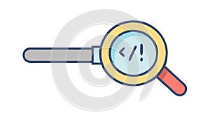 Magnifying Glass Code Search Vector Icon, vector design Generative AI