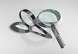 Magnifying glass concept for research and analysis. Transparent lens to focus and explore. Business