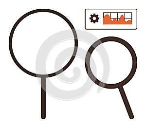 Magnifying Glass and Data Analysis Chart Representing Search and Evaluation Tools