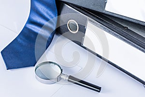 Magnifying glass and document files