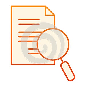 Magnifying glass and document flat icon. Search paper orange icons in trendy flat style. Lens and list gradient style