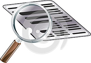 Magnifying Glass Document Search Icon Illustration