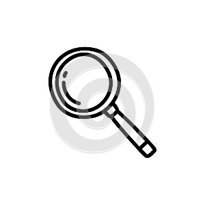 Magnifying glass doodle icon, vector color line illustration