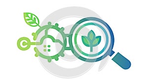 Magnifying Glass for Eco-Friendly Technology, vector design Generative AI