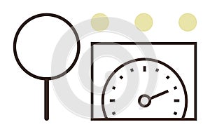Magnifying Glass and Speedometer Representing Evaluation and Performance Measurement