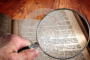 Magnifying Glass on Famous Bible Verse John 3:16