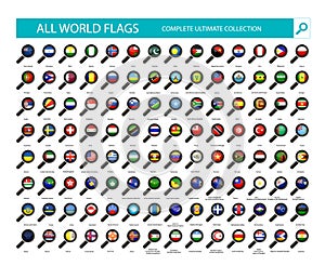 Magnifying Glass Flag Icons. All Country Flags Part 2