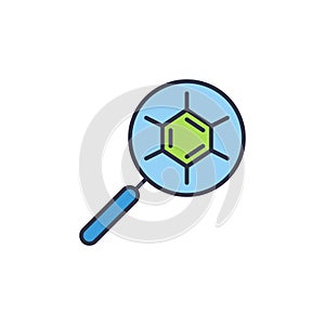 Magnifying Glass with Green Chemical Compound vector colored icon