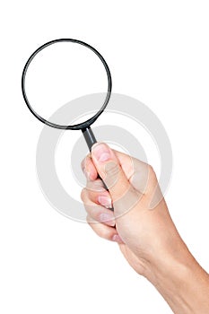 Magnifying glass in hand