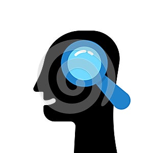 magnifying glass with head like insight icon