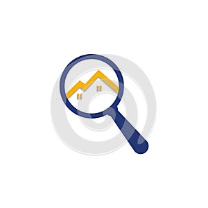 Magnifying Glass House Logo Design For Real Estate Property.