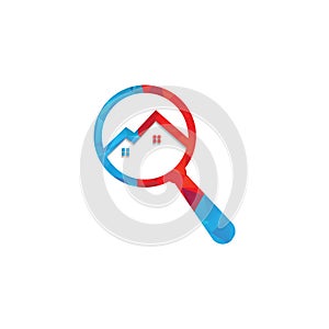 Magnifying Glass House Logo Design For Real Estate Property.