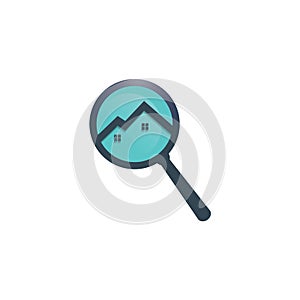 Magnifying Glass House Logo Design For Real Estate Property.