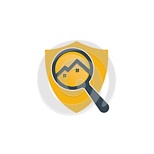 Magnifying Glass House Logo Design For Real Estate Property.