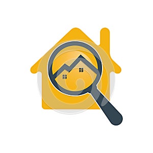 Magnifying Glass House Logo Design For Real Estate Property.
