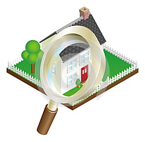 Magnifying glass house search concept