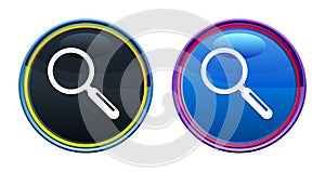 Magnifying glass icon artistic glassy round buton set illustration