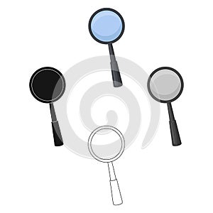 Magnifying glass icon in cartoon style isolated on white background. Precious minerals and jeweler symbol stock vector