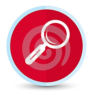 Magnifying glass icon flat prime red round button