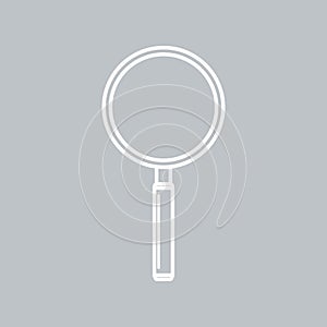 Magnifying glass icon on gray background for any occasion