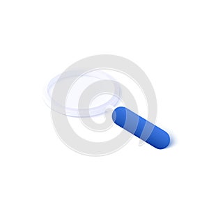 Magnifying glass icon illustration in isometric vector design. Magnifier or covex lens isolated on white background