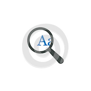 Magnifying glass icon, A letter icon