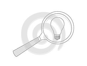 Magnifying glass icon and light bulb concept Illustrator.