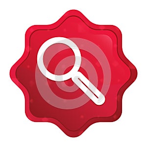 Magnifying glass icon misty rose red starburst sticker button