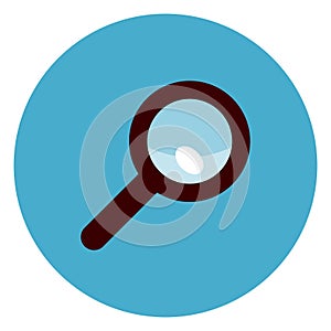 Magnifying Glass Icon On Round Blue Background