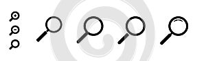 Magnifying Glass Icon Set. Collection of simple magnifying glass Vector Symbol Icons for Search or Zoom